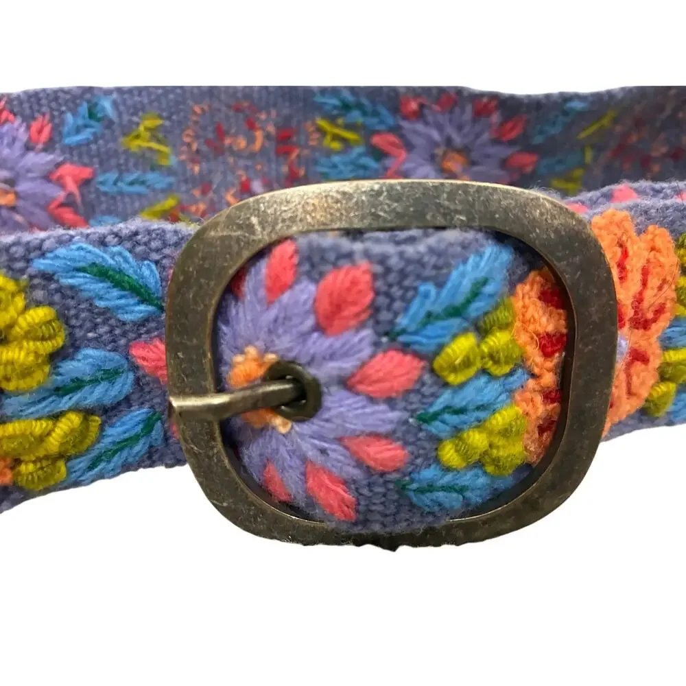 Jenny Krauss Prairie Flower Wool Belt M Boho Western Embroidered Cottage Artisan